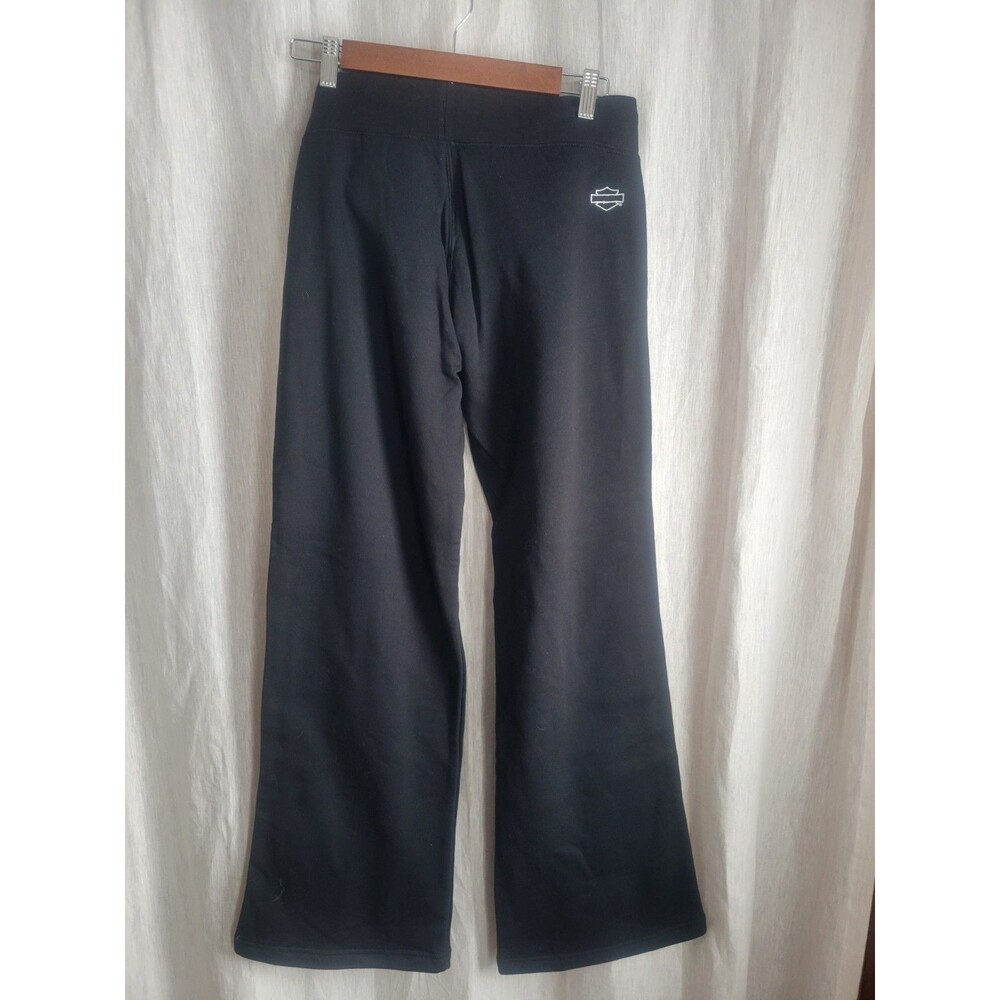Harley Davidson Flare Sweatpants Y2K Womens Black Pinstripe NWT 2007 Small - Picture 2 of 10
